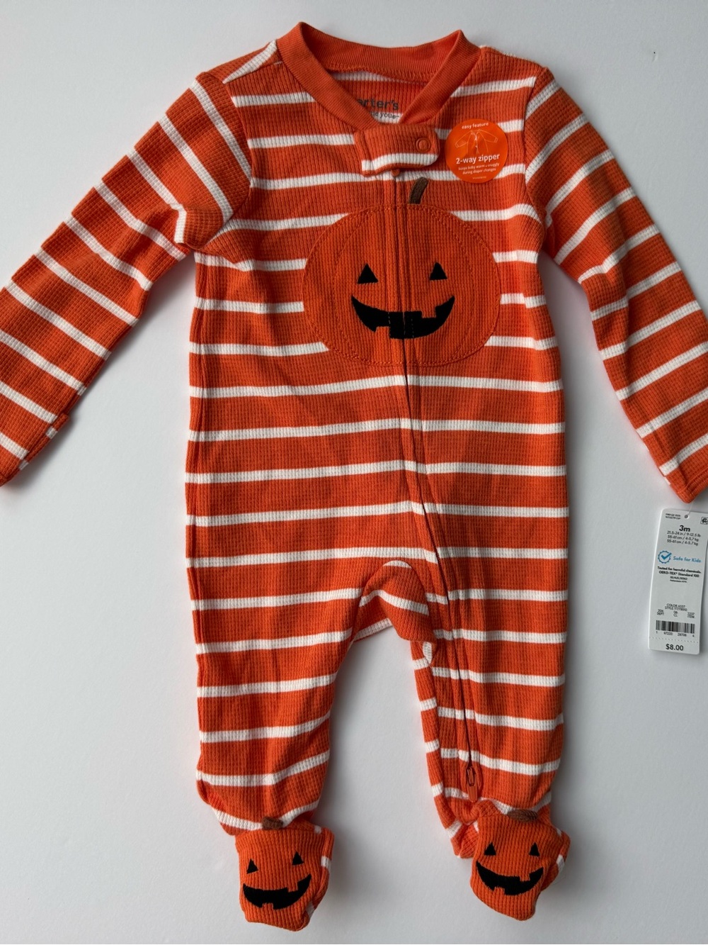 NWT Baby Infant Halloween Pumpkin Footed Sleeper Pajamas Holiday 3M